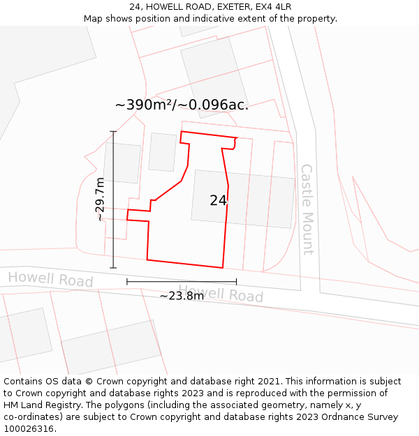 24, HOWELL ROAD, EXETER, EX4 4LR: Plot and title map