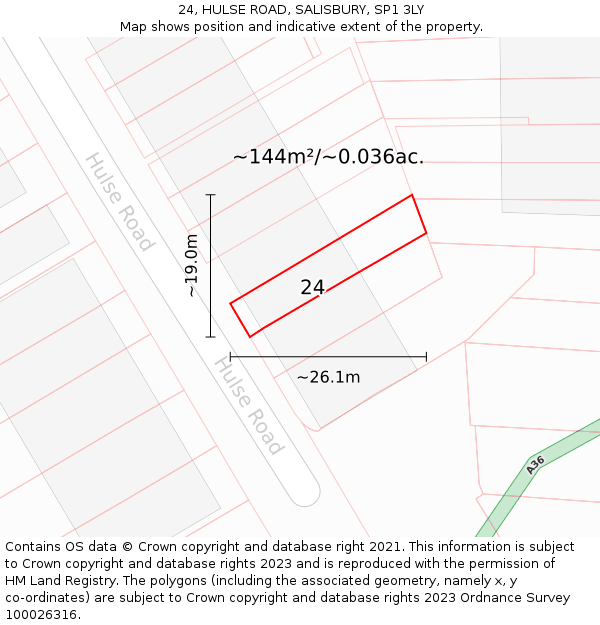 24, HULSE ROAD, SALISBURY, SP1 3LY: Plot and title map