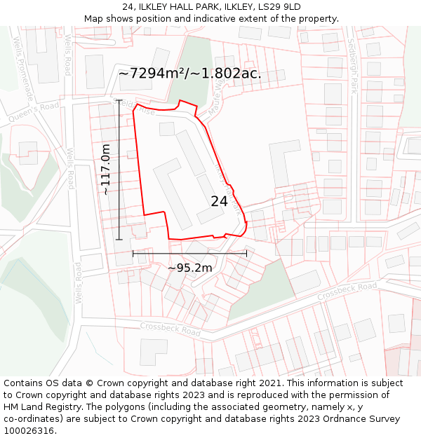 24, ILKLEY HALL PARK, ILKLEY, LS29 9LD: Plot and title map