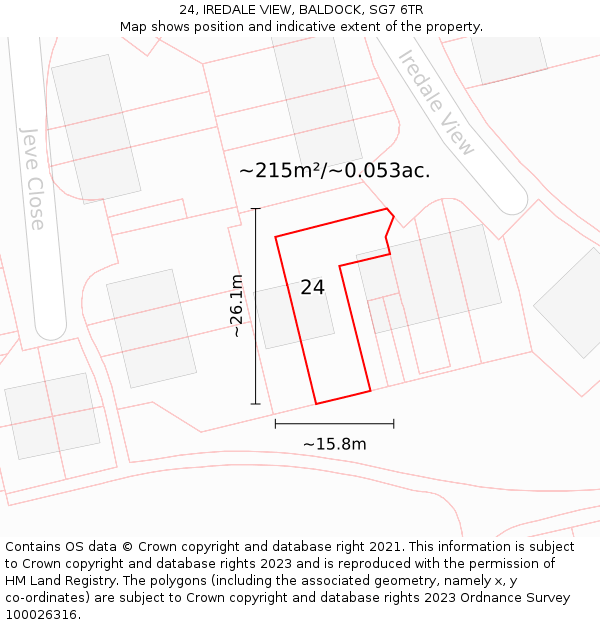 24, IREDALE VIEW, BALDOCK, SG7 6TR: Plot and title map