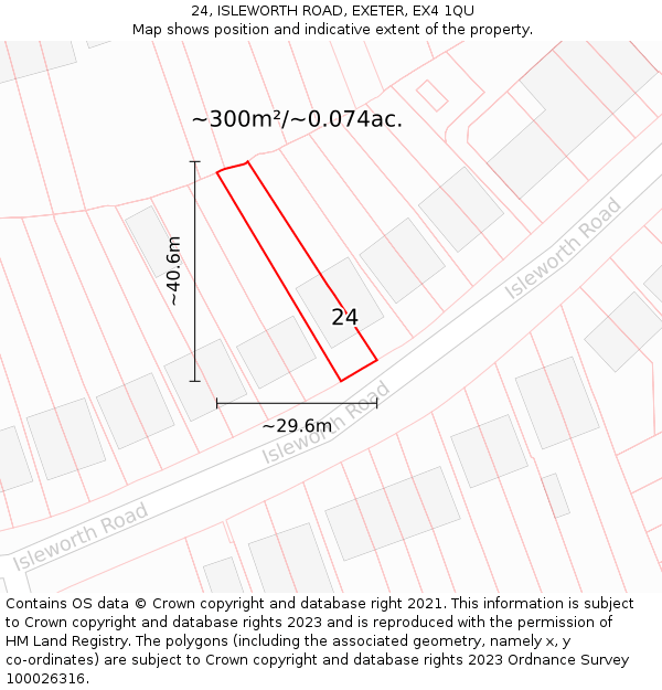 24, ISLEWORTH ROAD, EXETER, EX4 1QU: Plot and title map