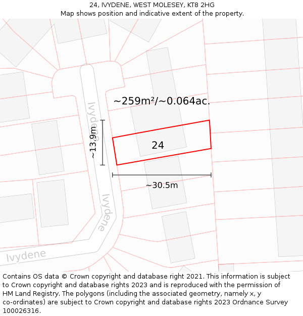 24, IVYDENE, WEST MOLESEY, KT8 2HG: Plot and title map