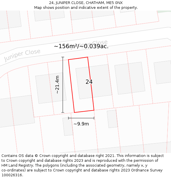 24, JUNIPER CLOSE, CHATHAM, ME5 0NX: Plot and title map