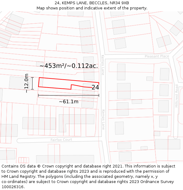 24, KEMPS LANE, BECCLES, NR34 9XB: Plot and title map