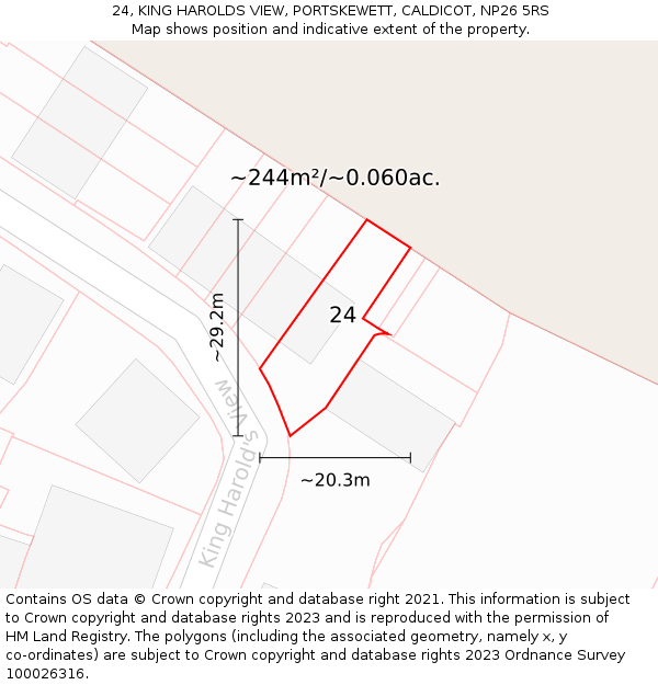 24, KING HAROLDS VIEW, PORTSKEWETT, CALDICOT, NP26 5RS: Plot and title map