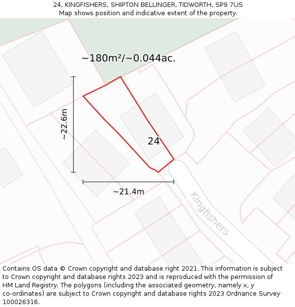 24, KINGFISHERS, SHIPTON BELLINGER, TIDWORTH, SP9 7US: Plot and title map