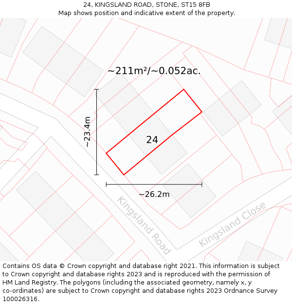 24, KINGSLAND ROAD, STONE, ST15 8FB: Plot and title map