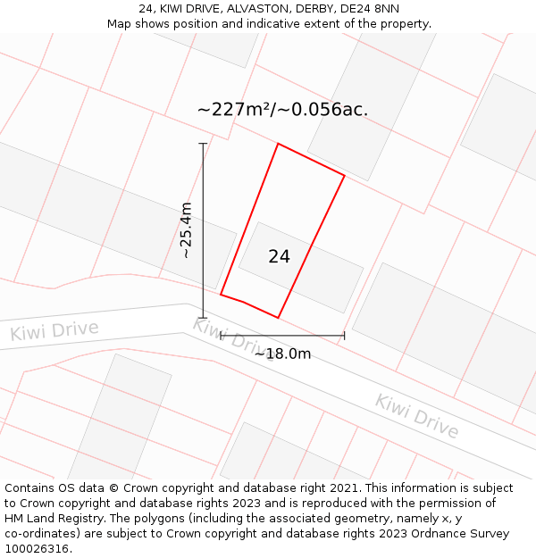 24, KIWI DRIVE, ALVASTON, DERBY, DE24 8NN: Plot and title map