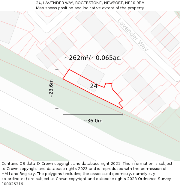 24, LAVENDER WAY, ROGERSTONE, NEWPORT, NP10 9BA: Plot and title map