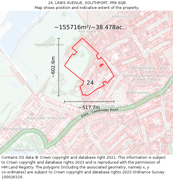 24, LINKS AVENUE, SOUTHPORT, PR9 9QB: Plot and title map