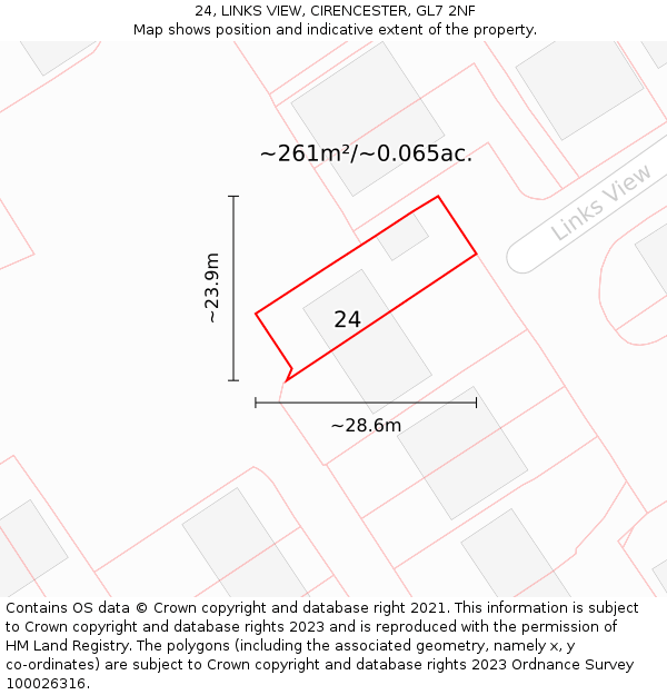 24, LINKS VIEW, CIRENCESTER, GL7 2NF: Plot and title map