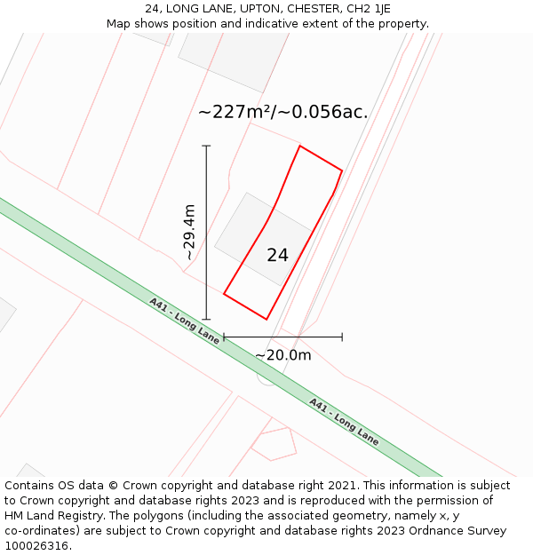 24, LONG LANE, UPTON, CHESTER, CH2 1JE: Plot and title map