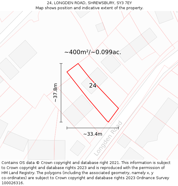 24, LONGDEN ROAD, SHREWSBURY, SY3 7EY: Plot and title map