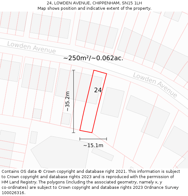 24, LOWDEN AVENUE, CHIPPENHAM, SN15 1LH: Plot and title map