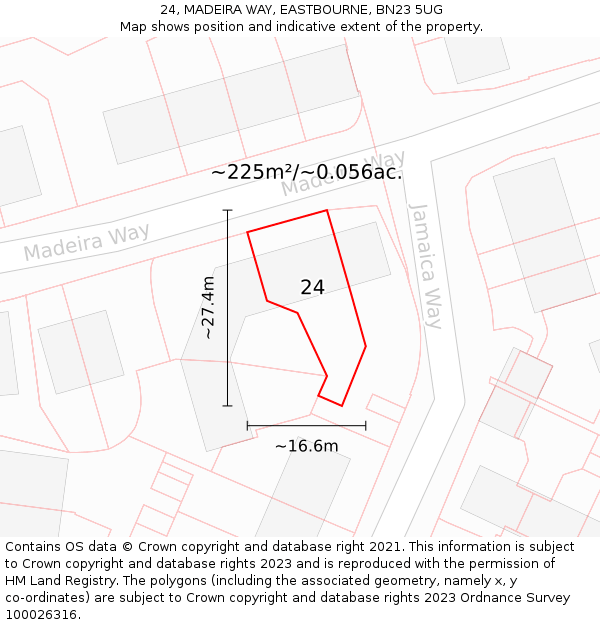 24, MADEIRA WAY, EASTBOURNE, BN23 5UG: Plot and title map