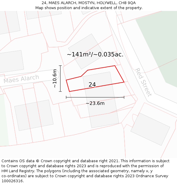 24, MAES ALARCH, MOSTYN, HOLYWELL, CH8 9QA: Plot and title map