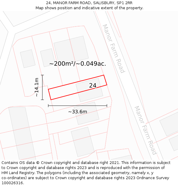24, MANOR FARM ROAD, SALISBURY, SP1 2RR: Plot and title map