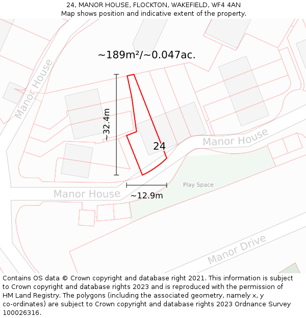 24, MANOR HOUSE, FLOCKTON, WAKEFIELD, WF4 4AN: Plot and title map