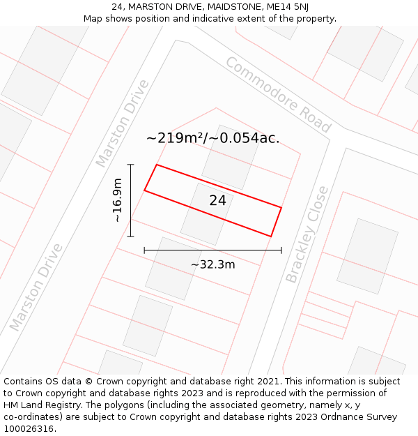 24, MARSTON DRIVE, MAIDSTONE, ME14 5NJ: Plot and title map