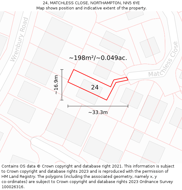 24, MATCHLESS CLOSE, NORTHAMPTON, NN5 6YE: Plot and title map