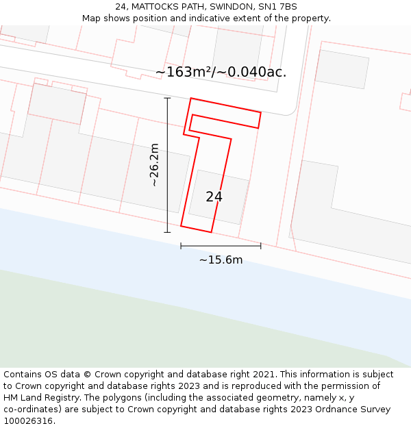 24, MATTOCKS PATH, SWINDON, SN1 7BS: Plot and title map