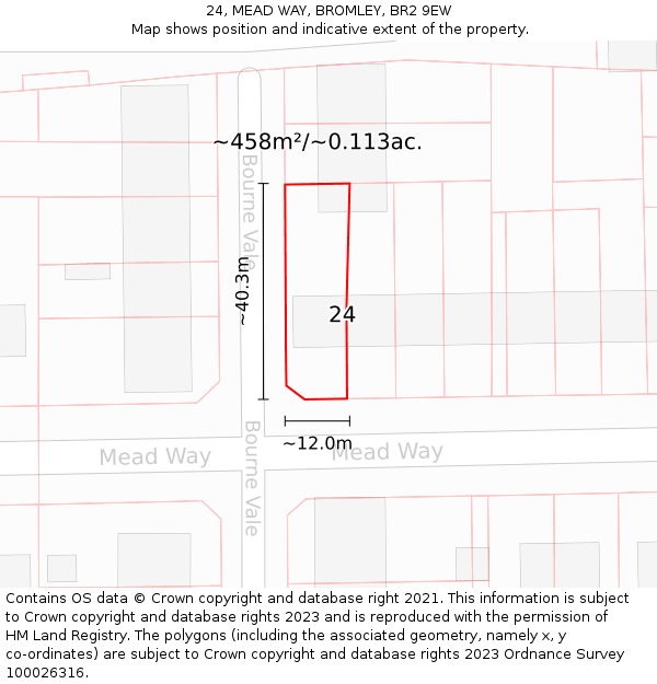 24, MEAD WAY, BROMLEY, BR2 9EW: Plot and title map