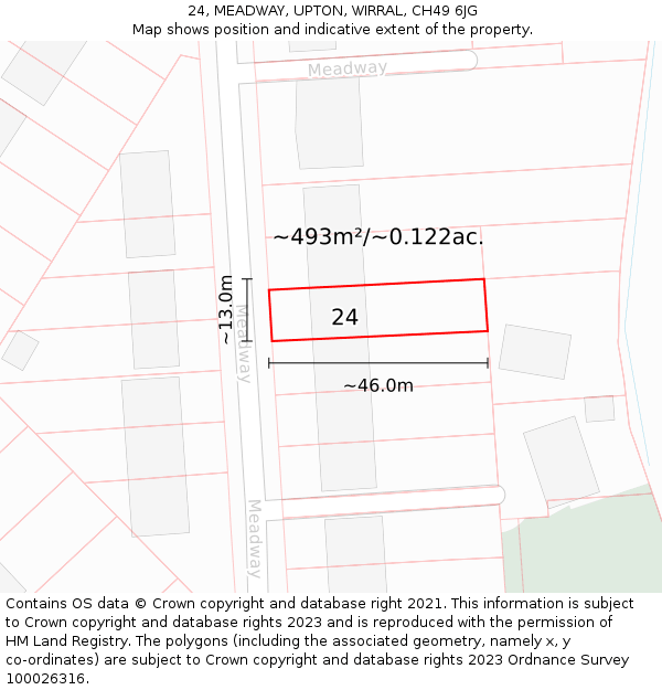24, MEADWAY, UPTON, WIRRAL, CH49 6JG: Plot and title map
