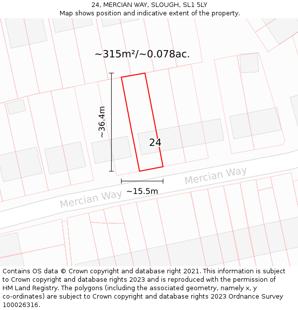 24, MERCIAN WAY, SLOUGH, SL1 5LY: Plot and title map