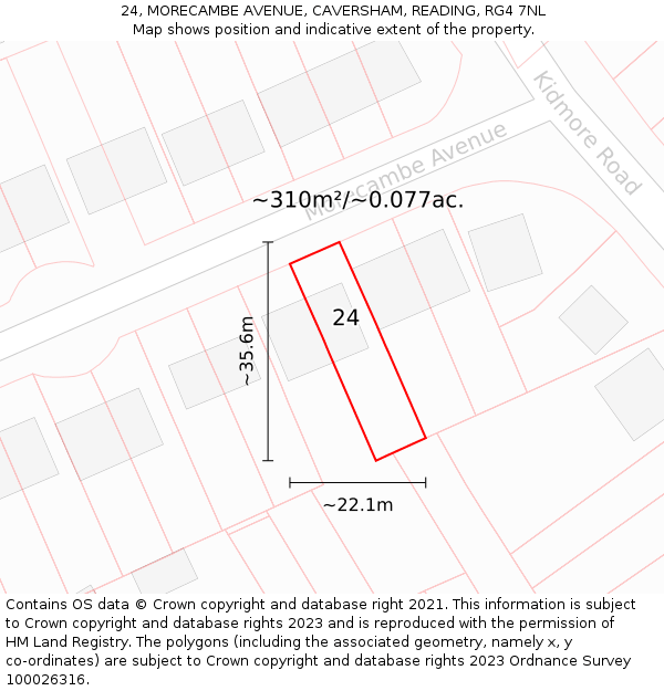 24, MORECAMBE AVENUE, CAVERSHAM, READING, RG4 7NL: Plot and title map