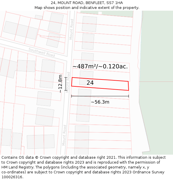 24, MOUNT ROAD, BENFLEET, SS7 1HA: Plot and title map