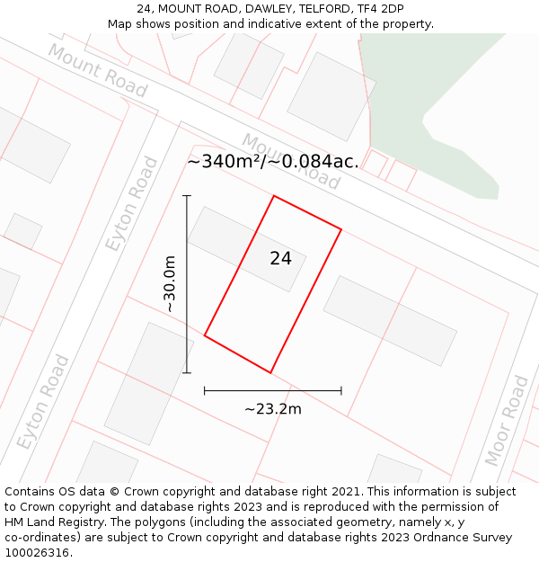 24, MOUNT ROAD, DAWLEY, TELFORD, TF4 2DP: Plot and title map