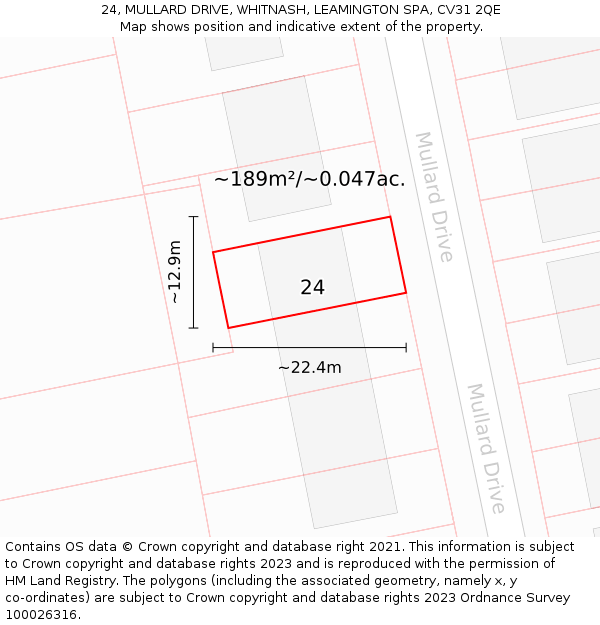 24, MULLARD DRIVE, WHITNASH, LEAMINGTON SPA, CV31 2QE: Plot and title map