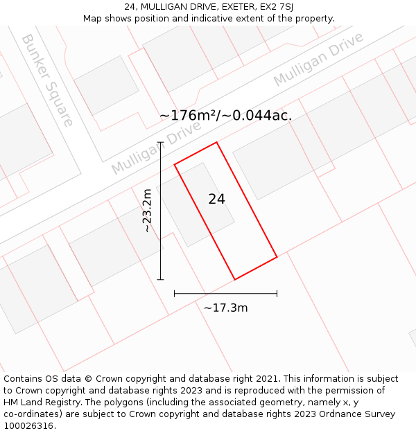 24, MULLIGAN DRIVE, EXETER, EX2 7SJ: Plot and title map