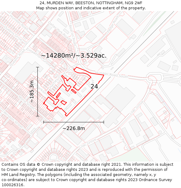 24, MURDEN WAY, BEESTON, NOTTINGHAM, NG9 2WF: Plot and title map