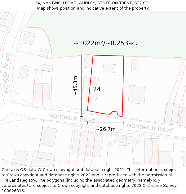 24, NANTWICH ROAD, AUDLEY, STOKE-ON-TRENT, ST7 8DH: Plot and title map