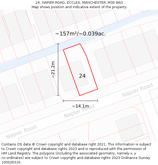 24, NAPIER ROAD, ECCLES, MANCHESTER, M30 8AG: Plot and title map