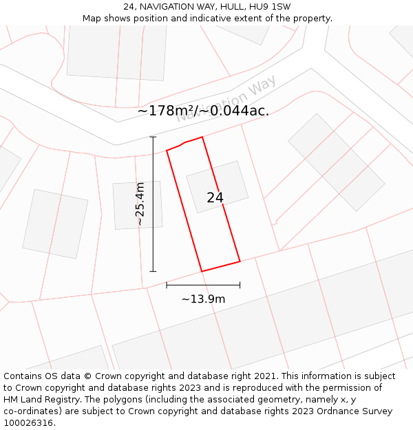 24, NAVIGATION WAY, HULL, HU9 1SW: Plot and title map