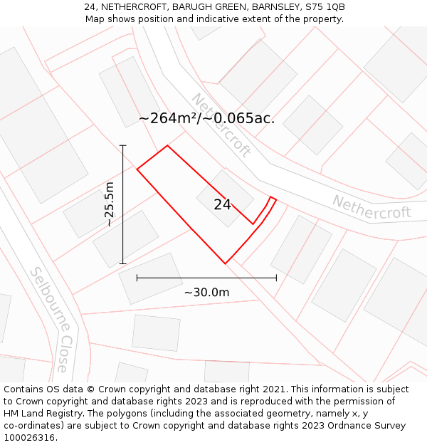 24, NETHERCROFT, BARUGH GREEN, BARNSLEY, S75 1QB: Plot and title map