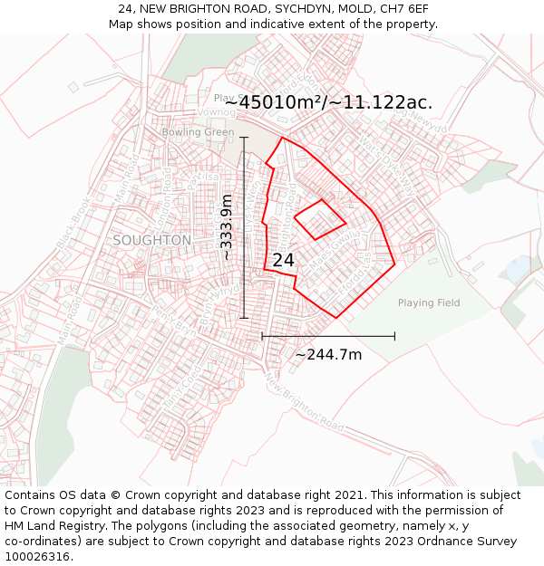 24, NEW BRIGHTON ROAD, SYCHDYN, MOLD, CH7 6EF: Plot and title map