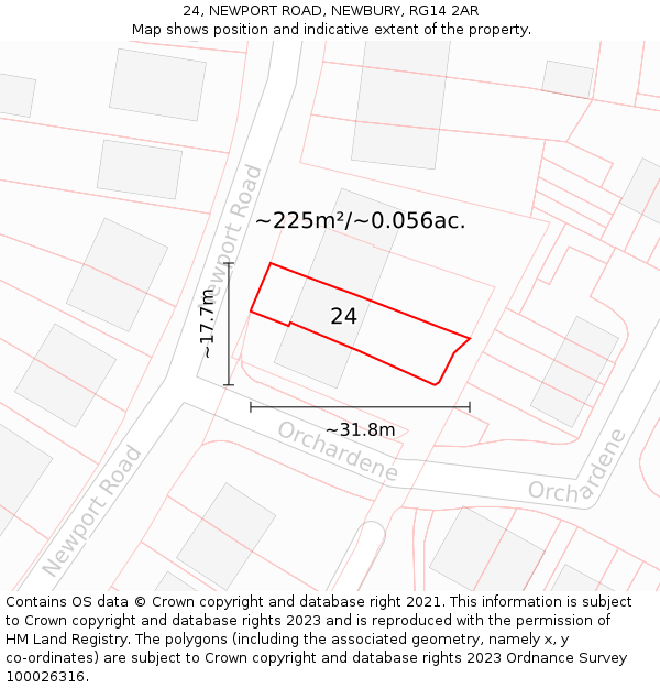 24, NEWPORT ROAD, NEWBURY, RG14 2AR: Plot and title map