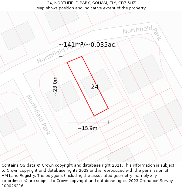 24, NORTHFIELD PARK, SOHAM, ELY, CB7 5UZ: Plot and title map