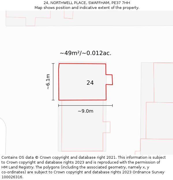 24, NORTHWELL PLACE, SWAFFHAM, PE37 7HH: Plot and title map