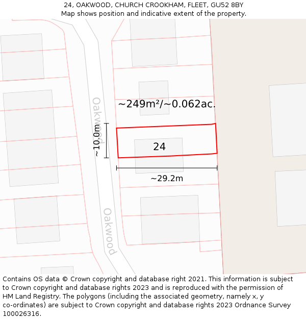 24, OAKWOOD, CHURCH CROOKHAM, FLEET, GU52 8BY: Plot and title map