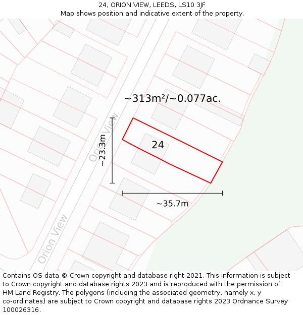 24, ORION VIEW, LEEDS, LS10 3JF: Plot and title map