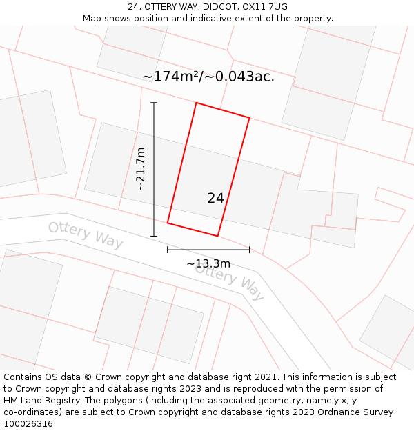 24, OTTERY WAY, DIDCOT, OX11 7UG: Plot and title map