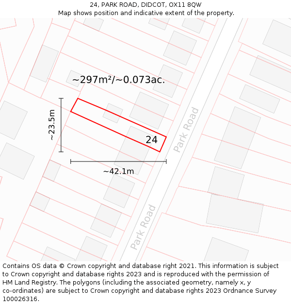 24, PARK ROAD, DIDCOT, OX11 8QW: Plot and title map