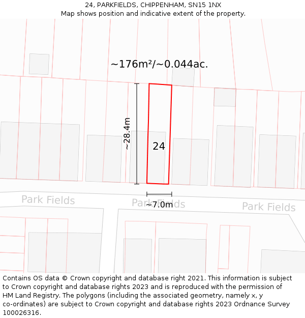 24, PARKFIELDS, CHIPPENHAM, SN15 1NX: Plot and title map