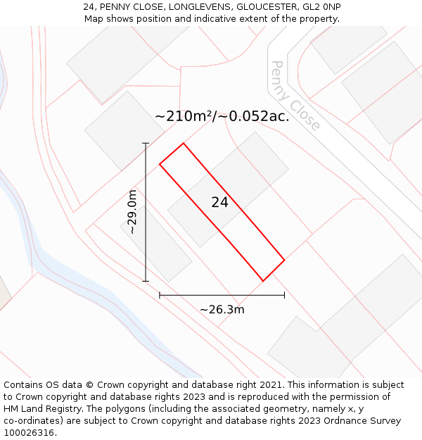 24, PENNY CLOSE, LONGLEVENS, GLOUCESTER, GL2 0NP: Plot and title map