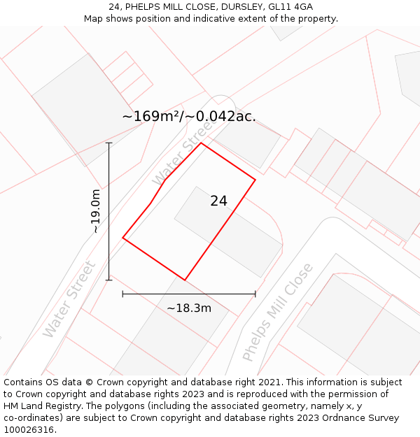 24, PHELPS MILL CLOSE, DURSLEY, GL11 4GA: Plot and title map