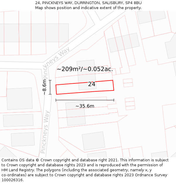 24, PINCKNEYS WAY, DURRINGTON, SALISBURY, SP4 8BU: Plot and title map